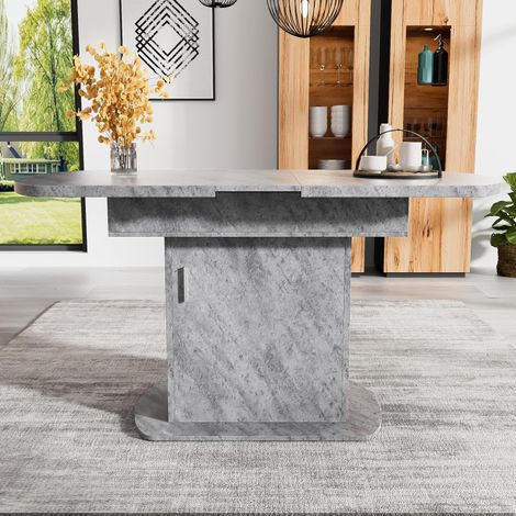 Tavolo da pranzo ovale allungabile, L 110/130 × P 70 × A 75 cm, tavolo da cucina salvaspazio con vano contenitore per sala da pranzo, grigio (1/5)