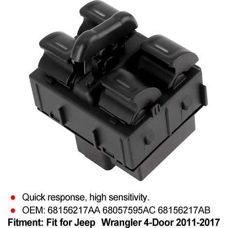Jeffergarden Interrupteur de commande de lève-vitre électrique 68156217AA de remplacement compatible avec Jeep Wrangler 4 portes 2011-2017 (1/5)