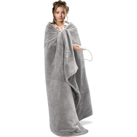 Couverture Chauffante Électrique 180 x 130cm - Plaid Doux Canapé Lit - Arrêt Automatique - Protection Surchauffe - Polaire Peluche