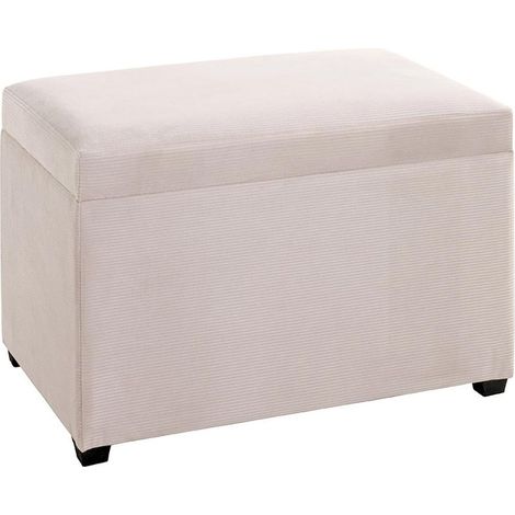 Banc Coffre de Rangement Côtelé "Timmy" 58cm Écru (1/5)