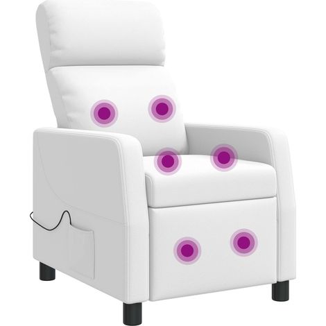 Massage Recliner White Faux Leather vidaXL (1/5)