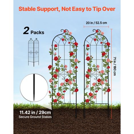 Treillis de Jardin Métal 52,5x180 cm Support de Plante Grimpante Lot de 2 Treillis pour Rosiers, Tomates, Concombres, Fleurs Légume… (1/5)