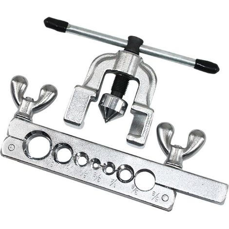 Ensemble d'outils d'évasement pour tubes, tuyaux en cuivre, conduites de frein, 7 matrices de 3/16', 1/4', 5/16', 3/8', 1/2', 5/8', 3/4' Kit en CVC (1/4)