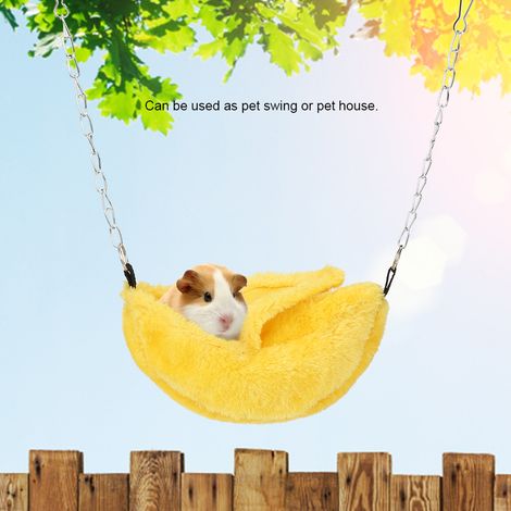 Petit nid douillet en peluche en forme de banane pour hamster, idéal pour un hamac (jaune) (1/5)