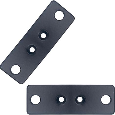 Flache Lochplatten-Reparaturverbinder – 2 gerade flache Metallbefestigungswinkel 75 x 25 mm zum Verbinden, Befestigen und Reparieren von Möbeln (Schwarz) (1/4)