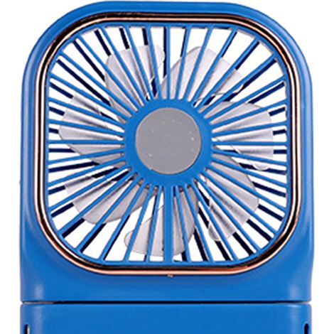 Kleiner, faltbarer und kreativer Ventilator im frischen Design mit USB-Anschluss, Handyhalterung, Nackenband, tragbarer Tischventilator, blau. (1/5)