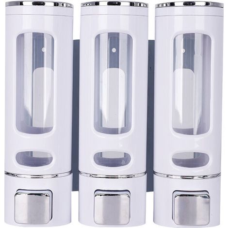 3 dispenser di sapone a parete da 400 ml, dispenser di shampoo e gel doccia, doppio dispenser di sapone liquido, dispenser manuale a parete, dispenser di gel igienizzante per le mani