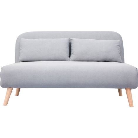 Sofá cama convertible 2 plazas en tejido gris claro AMIKO (1/4)