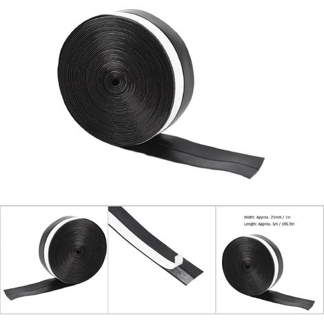 Bande d'étanchéité adhésive 5m x 25mm - Isolation phonique et anti-poussière pour portes et fenêtres (Noir) (1/5)