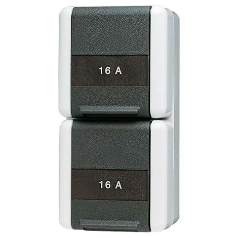 Jung Toma de corriente SCHUKO® doble, cableada, 16 A 250 V , con campo de rotulación, horizontal, IP 44, WG 800, anthrazit 8220 NAW
