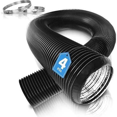 Hon&Guan 100mm Tuyau de Ventilation Flexible Alu 4 Couches, Conduit d'air Résistant à la Chaleur avec Colliers de Serrage pour Climatiseur Mobile, Sèche-linge, Hotte Aspirante, HVAC 100mm x 3m (1/5)