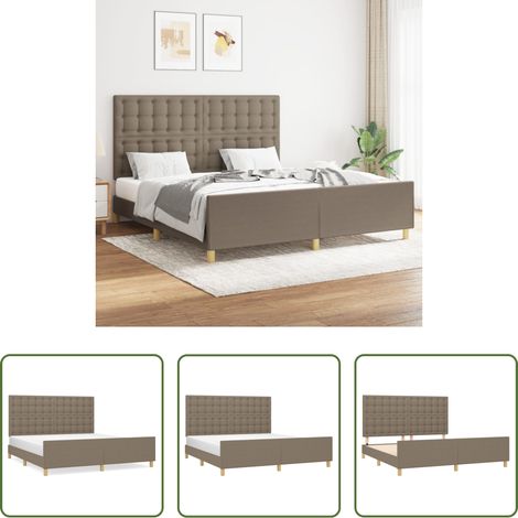 Kopfteil - Bettgestell ohne Matratze Taupe 160x200 cm Stoff (1/5)