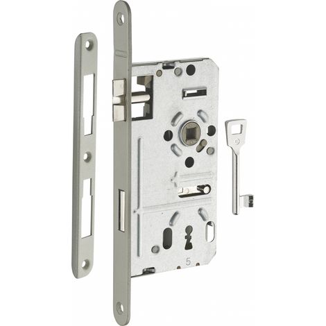 Serratura da incasso Patent, sinistra, asse 55mm, piastra tonda, 1 chiave - THIRARD