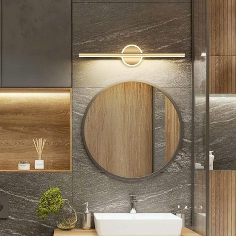 Luminaire Mural Moderne 60cm - Lampe Miroir LED 10W Lumière chaude - Vanité Salle de Bain - Éclairage Miroir Coiffeuse Lumineux-Doré (1/5)