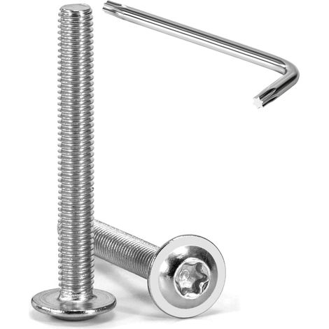 20 Pièces Vis à Tête Bombée Torx avec Bride M5 x 40 mm Vis à Six Pans Creux en Acier Inoxydable A2 V2A Boulons à Tête Hexagonale avec Clé T25 Filetage Complet (1/5)