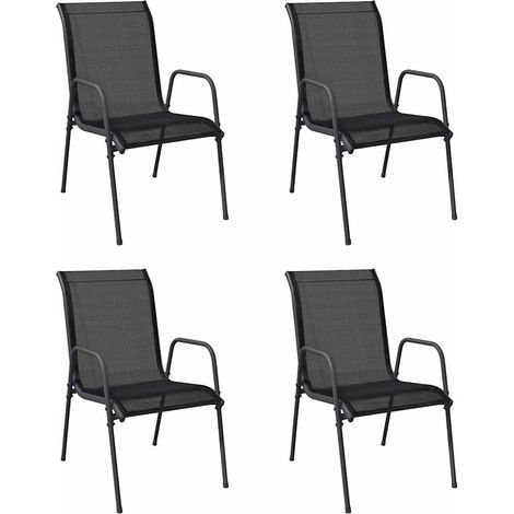 Maison Exclusive - Chaises de jardin 4 pcs Acier et textilène Noir (1/5)