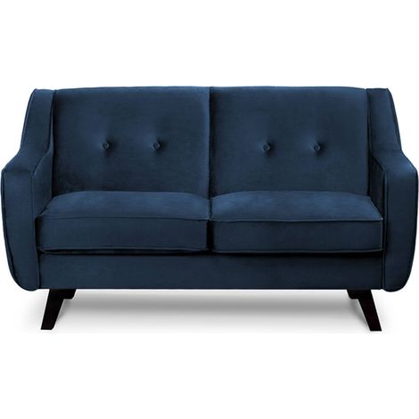 KONSIMO TERSO Sofa, 2 Sitzer im zeitlosen Design, Velours-Bezug, blau (1/3)