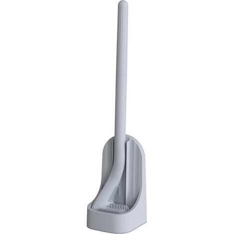 Cepillo de baño con mango largo, cepillo de baño de silicona, cepillo de baño de secado rápido y soporte para inodoro (Indigo Star Grey) (1/5)