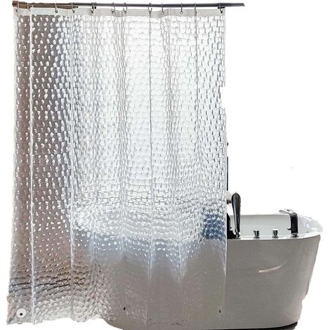 Cortina de ducha de EVA engrosado – 180×180 cm – impermeable y antimoho – efecto 3D de cubos de agua – semitransparente – base magnética (1/5)