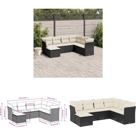Salon de jardin 7 pcs avec coussins noir résine tressée - Salon De Jardin - Canapé Extérieur - Ensemble Salon De Jardin - Meuble De Jardin - Mobilier De Jardin - Home & Living (1/3)