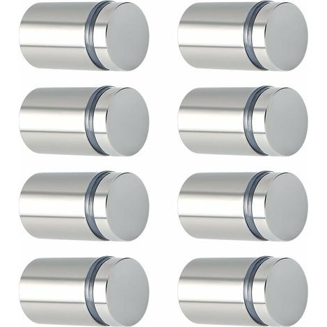 Lot de 8 entretoises en acier inoxydable pour plaques de verre Finition brossée 25 x 19 mm Installation facile avec vis fournies - EQS5019-8P (1/5)
