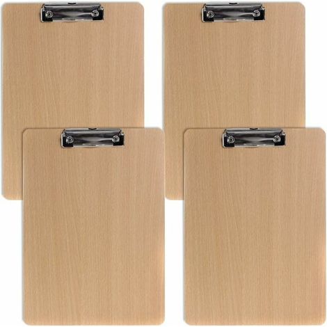 4 Pièces Bois Porte Bloc A4 Avec Pince,Planchettes à Pince Bois,Porte Blocs,A4 Planchettes à Pince,Planchettes à Pince,Bois Porte Bloc A4,Convient Aux Bureaux,écoles,Hôpitaux,Restaurants