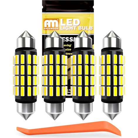 4pcs Ampoule Navette Led 41mm 42mm C5W 24SMD Canbus Pour Plafonnier Voiture