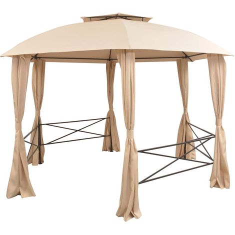 Maison Exclusive - Chapiteau tente de jardin avec rideaux Hexagonal 360 x 265 cm (1/5)