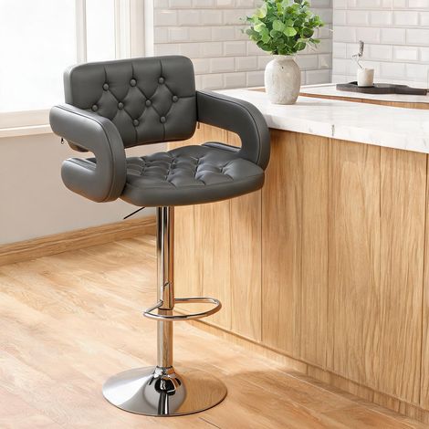 Tabouret de bar grigio en pelle PU Metallo 61 x 50 x 113 cm (1/5)