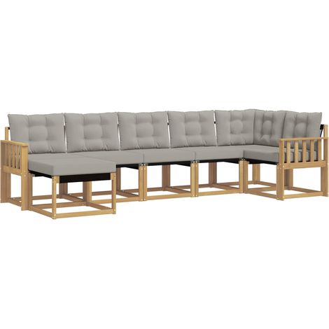 Set di divani da esterno 7 pcs Bianco e Grigio Chiaro vidaXL (1/5)