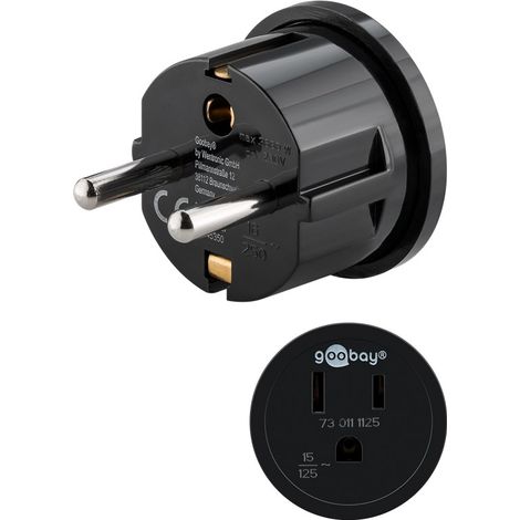Goobay 45350 adaptador de enchufe eléctrico Tipo F Tipo B Negro