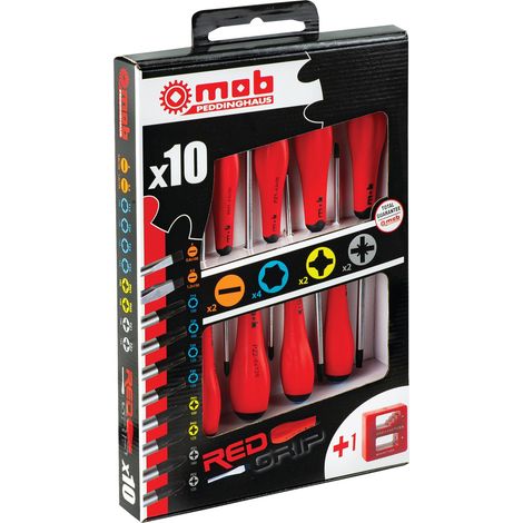 SET 10 REDGRIP SCHRAUBENDREHER 2 F + 4 TORX + 2 PH+2 PZ MOB - 9129000801