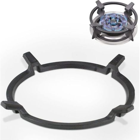 Support universel antidérapant en fonte pour wok sur brûleurs gaz, plaques ou cuisinières (noir) (1/4)