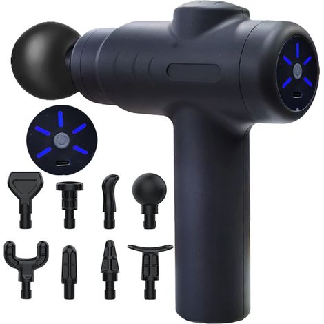 Pistolet à percussion portable pour fascia, marteau de massage musculaire Kroppsback, appareil d'assistance à l'entraînement physique, chargement USB, noir-AquaForge (1/5)