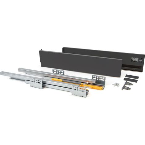 Kit cassetto Concept, altezza 105 mm, prof. 450 mm, chiusura soft, Acciaio, Grigio antracite 3100435 EMUCA