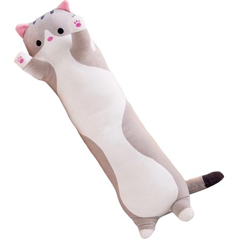 Coussin décoratif long en peluche en forme de chat mignon de dessin animé (1/5)