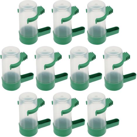 Lot de 10 Abreuvoirs pour Oiseaux Distributeur d'Eau Automatique pour Cage Perroquet Pinson et Pigeon en Plastique