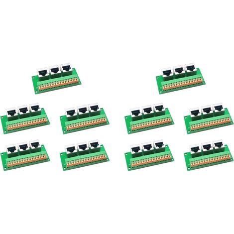 10X Carte de Dérivation RJ45, Borne à Ressort RJ45 Sans Soudure à 8 Broches, Connecteur RJ45 à Trois Voies avec Carte PCB (1/5)