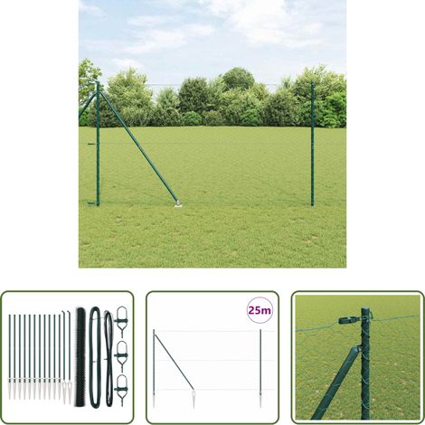 vidaXL Sécurité extérieure - Poteau de clôture. Vert 25 x 1,6 m (maille de 50 mm) (1/5)