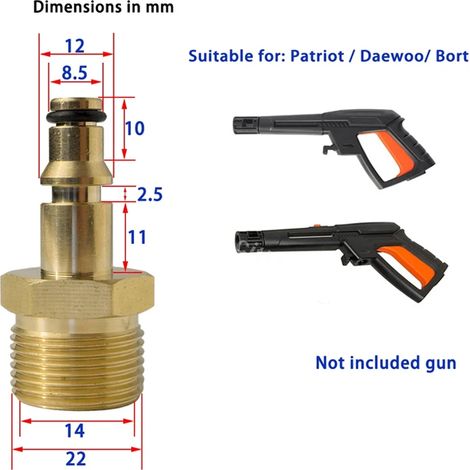 Adaptateur pour nettoyeur haute pression (kaki foncé) vers raccord femelle M22 14 mm pour pistolet de nettoyage Karcher Lavor Bosch, raccord rapide (1/5)