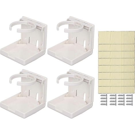 Ensemble de 4 porte-gobelets pliables et réglables pour camping-car, voiture, bateau, fixation verticale ou murale, blancs