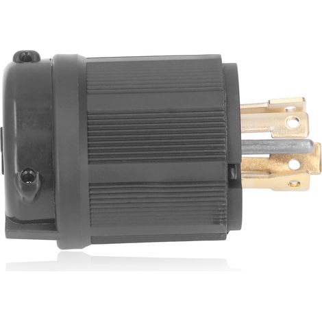 Fiche adaptateur NEMA L21-30 30A 120/208V, prise mâle verrouillable 5 broches standard US, pour électroménager et équipements industriels. (1/5)