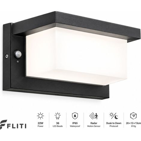 Applique Murale LED Extérieure 22W IP65 avec Détecteur Radar, Éclairage Étanche 1800lm pour Jardin Garage (1/5)
