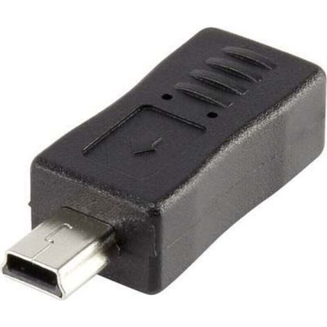 Adaptateur USB 2.0 mâle Mini-B vers femelle Micro-B – RF-USBA-08, contacts dorés, noir, 1 pièce (1/3)