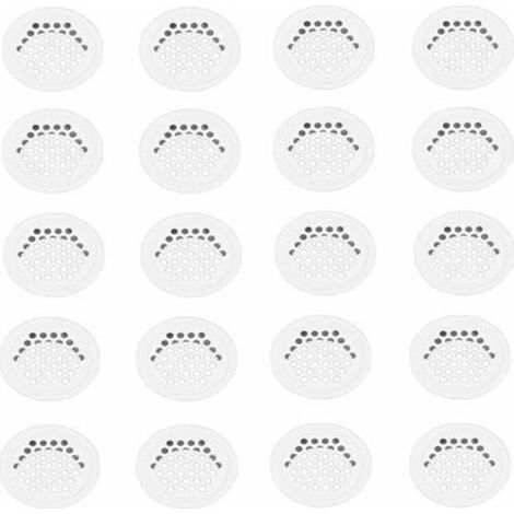 Grille aération VMC 20 pièces – Grille ronde en inox blanc 35mm – Pour cuisine et meubles – Diamètre extérieur 42mm – Hauteur 10mm (1/5)