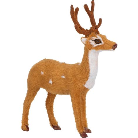 Figurine de Noël en Plastique Représentant Un Petit Élan Debout Style Vintage, Décoration Maison Pendant la Saison des Fêtes (1/5)