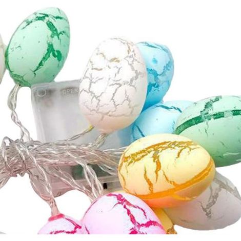 Guirlande Led - 150 cm ou 300 cm - Décoration Pâques - Forme Œufs Fissurés - 10 ou 20 Lumières - Alimentation Piles AA (1/4)
