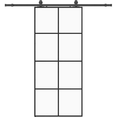 Maison Exclusive - Schiebetür mit Beschlag Schwarz 90x205 cm ESG-
