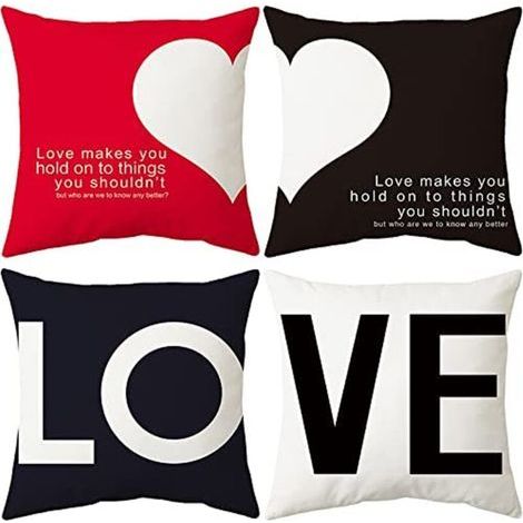 Pillowcase 45x45cm, Modern Sofa Cushion Cover, Beautiful Car Cushion Covers, Sofa Home Decor Protectors (Love, Velvet) (1/5)