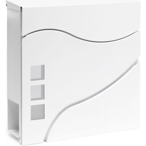 Wiltec Cassetta postale con vano portagiornale V28 bianco 370 x 105 x 370 mm